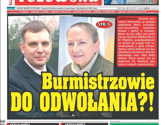 Burmistrzowie do odwołania!? Czy w referendum obronią fotele? Czytaj GT!