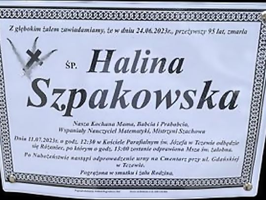 Dziś ostatnie pożegnanie Haliny Szpakowskiej, znanej nauczycielki I LO w Tczewie