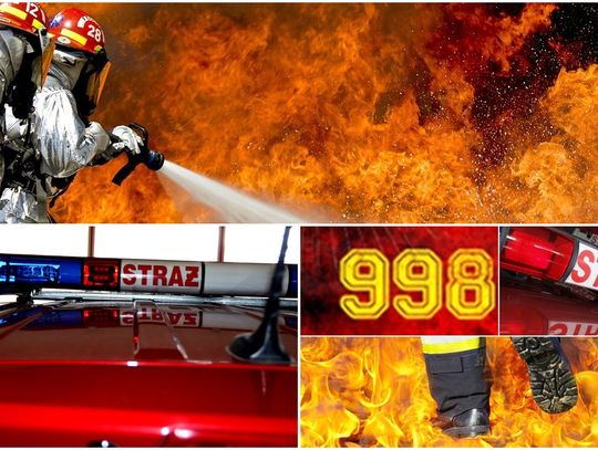 Ewakuacja robotników w wyniku pożaru dachu. Dostawczak uległ wypadkowi na autostradzie