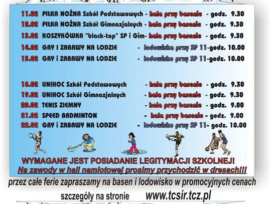 Ferie zimowe na sportowo z Tczewskim Centrum Sportu i Rekreacji