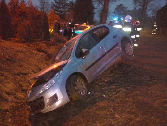 Groźny wypadek w Dalwinie. Dachowanie na drodze