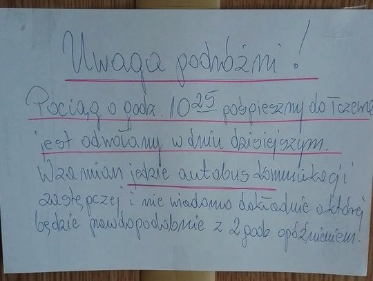 Informacja na dworcu: „Autobus zastępczy pojedzie... Ale nie wiadomo kiedy” 