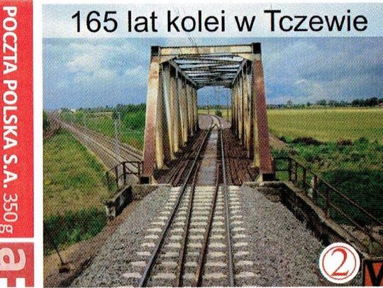 Kartka pocztowa i znaczki na pamiątkę kolejowego jubileuszu Tczewa