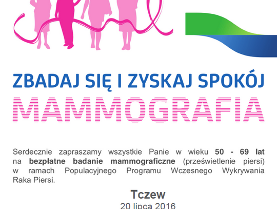 Mammobus w Tczewie! Pamiętaj latem o swoim zdrowiu i przyjdź na bezpłatne badanie