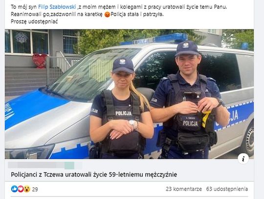 Nie tylko policjanci ratowali nieprzytomnego mężczyznę. Skuteczna i szybka pierwsza pomoc