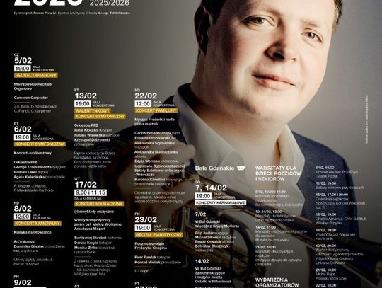 Polska Filharmonia Bałtycka im. Fryderyka Chopina w Gdańsku zaprasza na koncerty symfoniczne i wydarzenia w lutym 2026