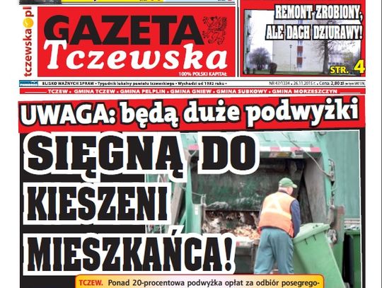 „Ponad 20 proc. podwyżka za śmieci!” Czytaj najnowszy numer GT
