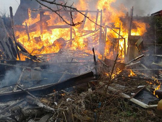 Pożar altany przy ul. Ceglarskiej. W akcji dwa zastępy straży