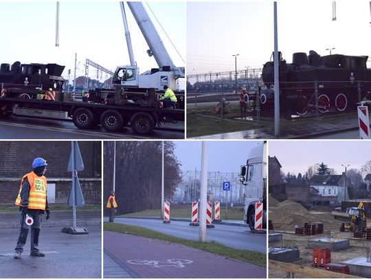 Przenieśli lokomotywę! Trwa przebudowa węzła transportowego i budowa podziemnego parkingu. [ZDJĘCIA]