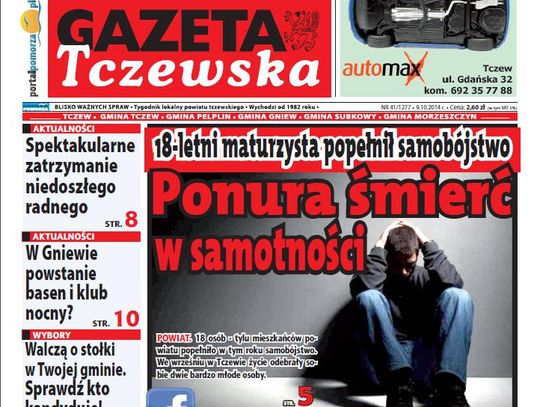 Samobójstwo maturzysty, wybory, niedoszły radny zatrzymany. Czytaj w GT