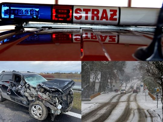 Tydzień wypadków. Zderzenie czołowe, rozbite auto na drzewie i auto w ogniu. KRONIKA STRAŻACKA 6-12.02.2023