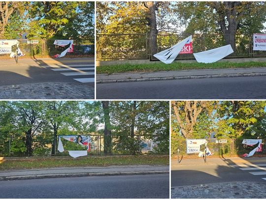 W Kwidzynie wandale zniszczyli ok. 50 banerów PiS. To celowe działanie czy wybryki chuligańskie?