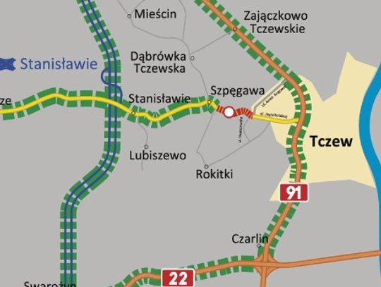 Zamknięta droga dojazdowa do autostrady A-1