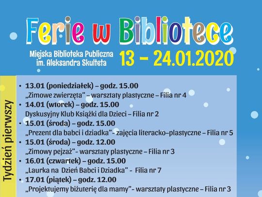  Zaplanuj ferie w bibliotece. Liczne atrakcje przygotowane przez bibliotekarzy