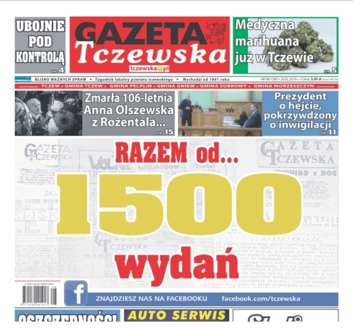1500. numer Gazety Tczewskiej. Świętujemy jubileuszowe wydanie! 1500. numer Gazety Tczewskiej. Świętujemy jubileuszowe wydanie!