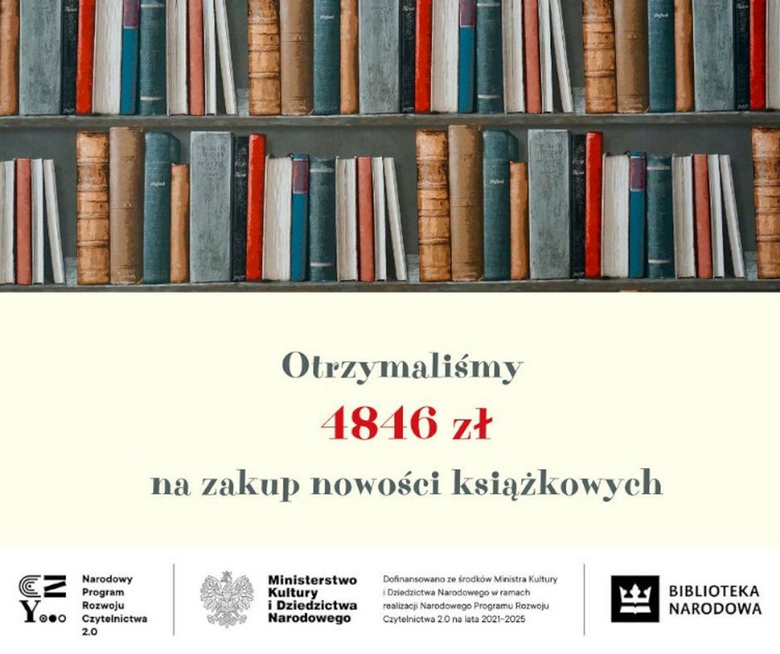Biblioteka w Subkowy otrzymała dotacje.