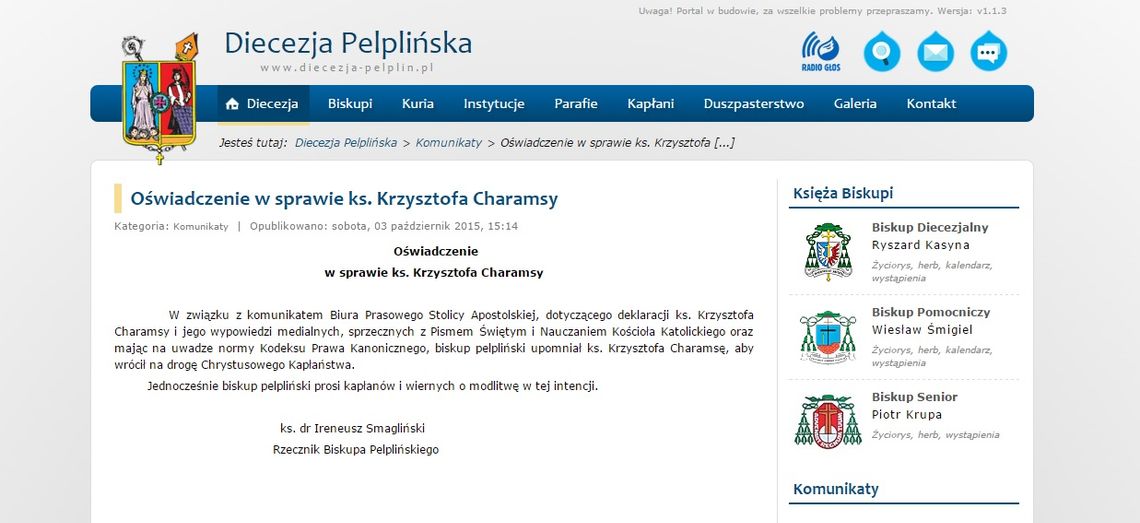 Biskup pelpliński apeluje do ks. Charamsy: „Wróć na drogę Chrystusowego Kapłaństwa” Biskup pelpliński apeluje do ks. Charamsy: „Wróć na drogę Chrystusowego Kapłaństwa”