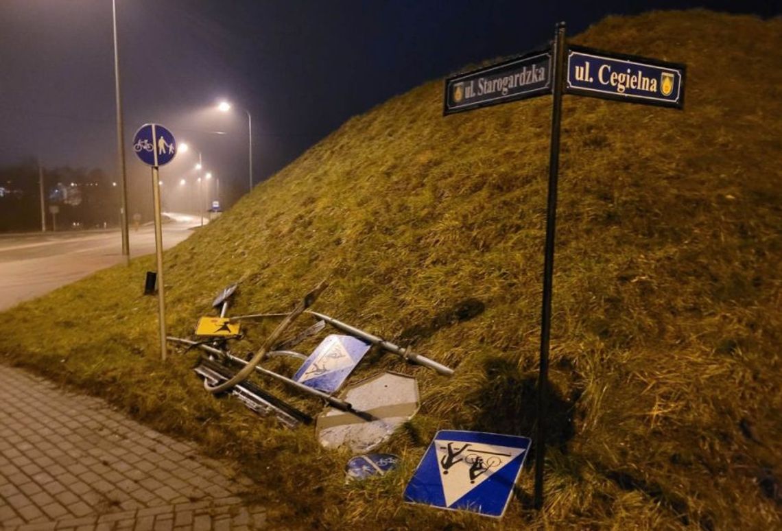 BMW w znaki i do rowu, a kierowca zbiegł. Wypadek na drodze wojewódzkiej