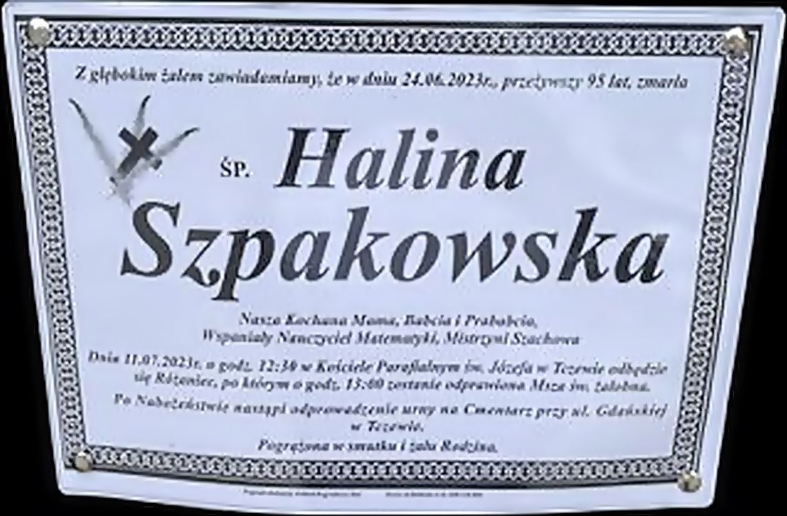Dziś ostatnie pożegnanie Haliny Szpakowskiej, znanej nauczycielki I LO w Tczewie