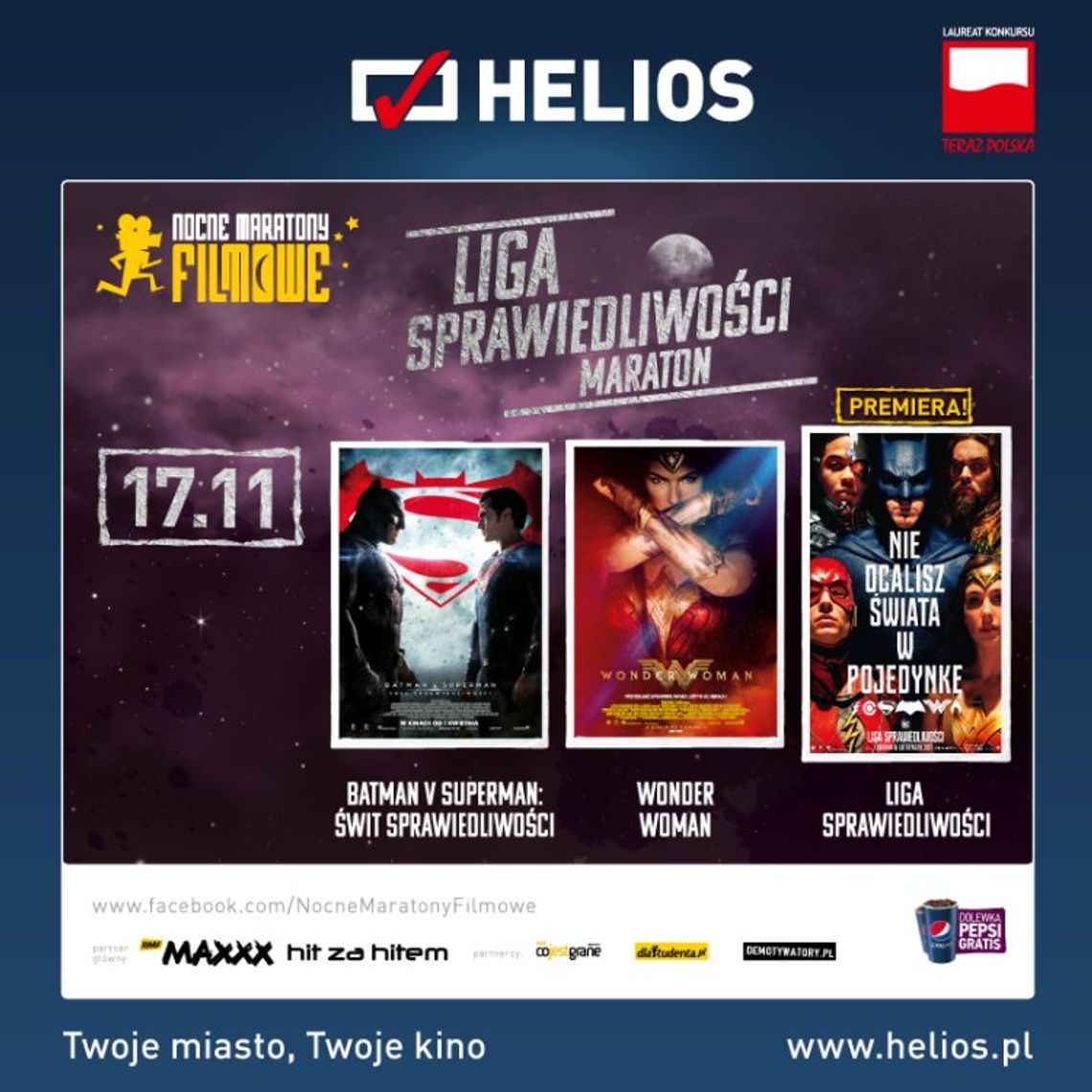 Dziś w kinie Helios Maraton Ligi Sprawiedliwości Dziś w kinie Helios Maraton Ligi Sprawiedliwości
