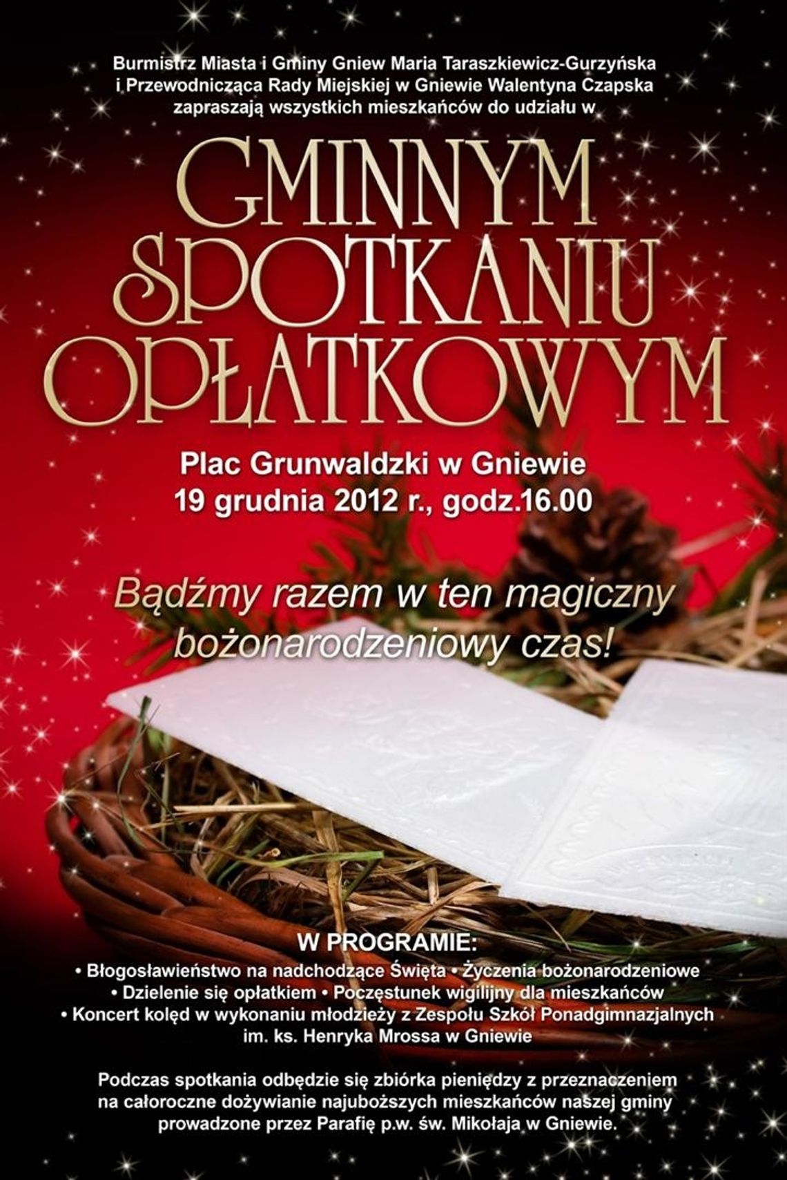 Już jutro Spotkanie Opłatkowe w Gniewie Już jutro Spotkanie Opłatkowe w Gniewie