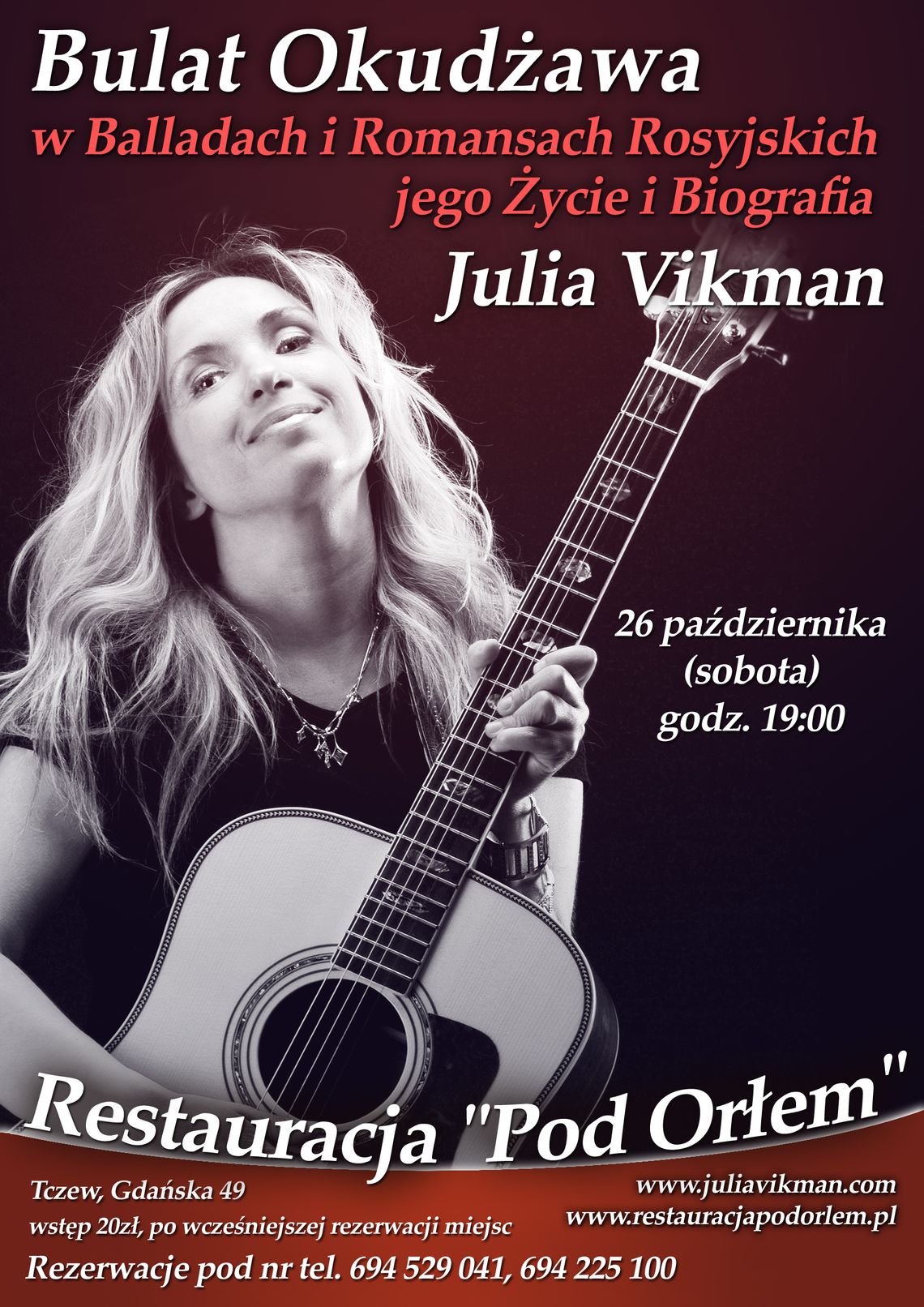 Koncert Julii Vikman „Bulat Okudżawa w Balladach i Romansach Rosyjskich, jego Życie i Biografia” Koncert Julii Vikman „Bulat Okudżawa w Balladach i Romansach Rosyjskich, jego Życie i Biografia”