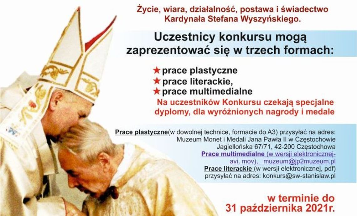 Konkurs - Kardynał Stefan Wyszyński Prymas Tysiąclecia – darem dla Kościoła i Ojczyzny