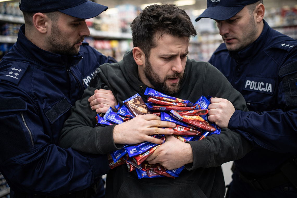 Kradł czekolady na potęgę. 24-latek zatrzymany przez policję Kradł czekolady na potęgę. 24-latek zatrzymany przez policję
