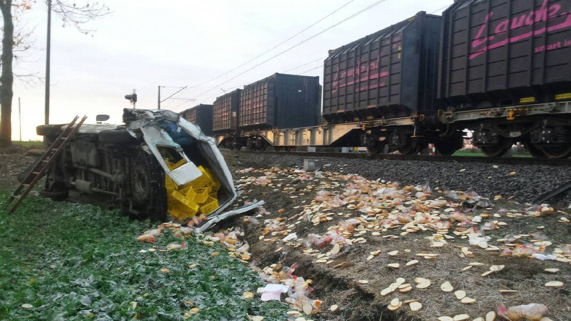 Lokomotywa zmiażdżyła auto na przejeździe! Lokomotywa zmiażdżyła auto na przejeździe!