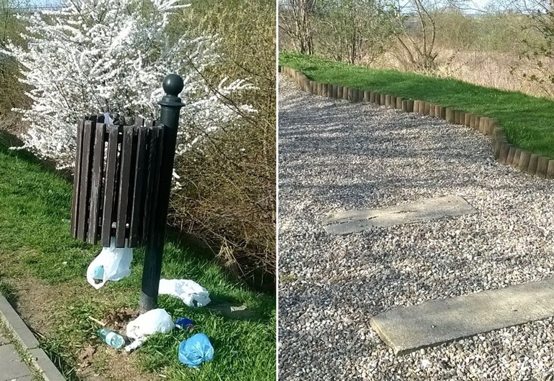 Powyrywane ławki i zniszczone śmietniki nad Wisłą