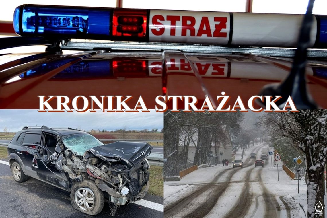 Pożar auta, kraksa trzech pojazdów w Tczewie i przeczesywanie terenu w poszukiwaniu zaginionego. KRONIKA STRAŻACKA 20-26.01.2025