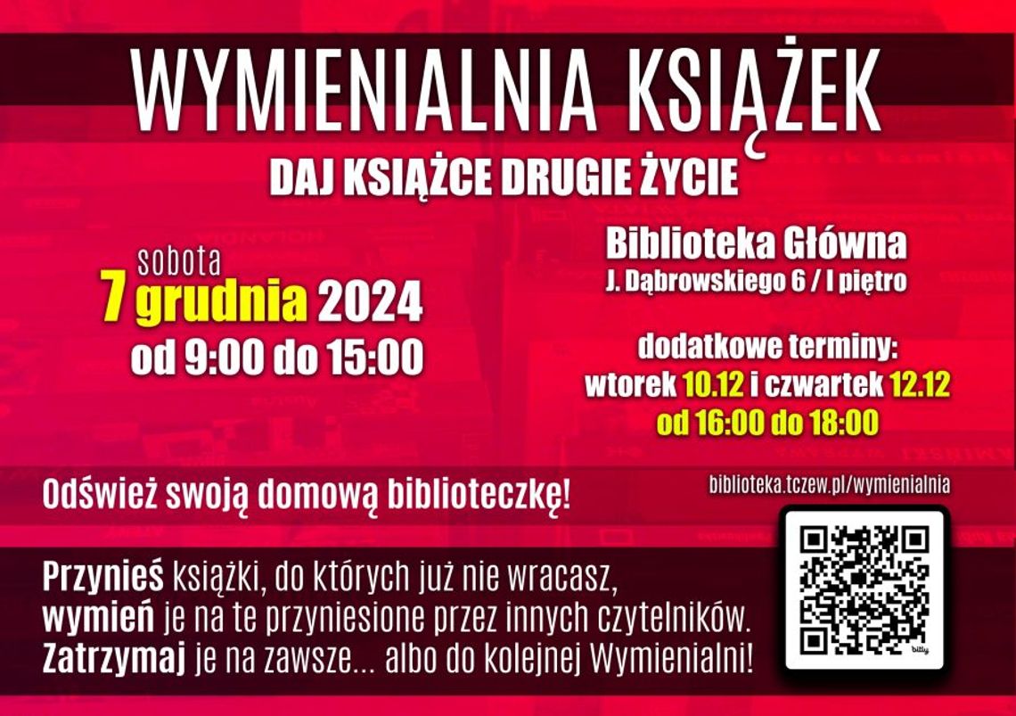 Rusza kolejna edycja WYMIENIALNI KSIĄŻEK Miejskiej Biblioteki Publicznej w Tczewie zaprasza!