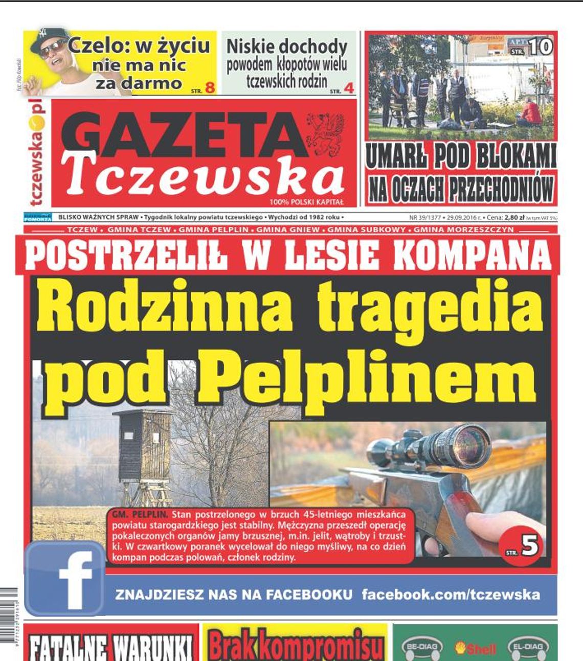 Tragedia rodzinna pod Pelplinem. Jaki stan postrzelonego mężczyzny?