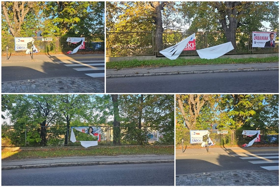 W Kwidzynie wandale zniszczyli ok. 50 banerów PiS. To celowe działanie czy wybryki chuligańskie?