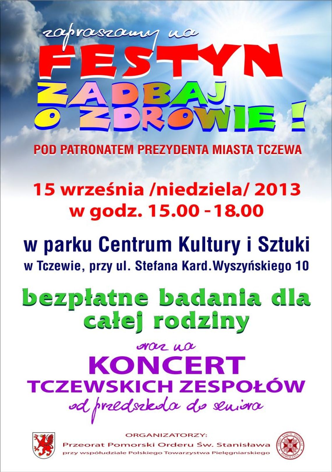 Zaproszenie na profilaktykę z Festynem „Zadbaj o zdrowie” Zaproszenie na profilaktykę z Festynem „Zadbaj o zdrowie”