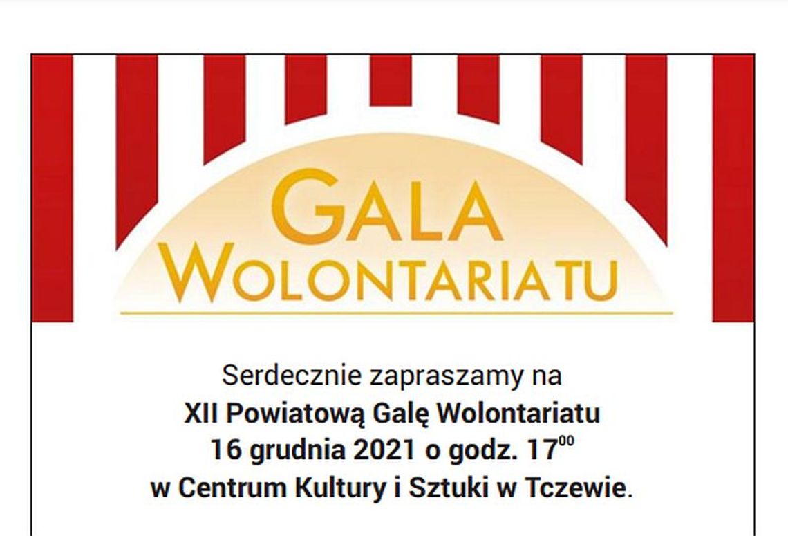 Zaproszenie na XII Powiatową Galę Wolontariatu Powiatu Tczewskiego 