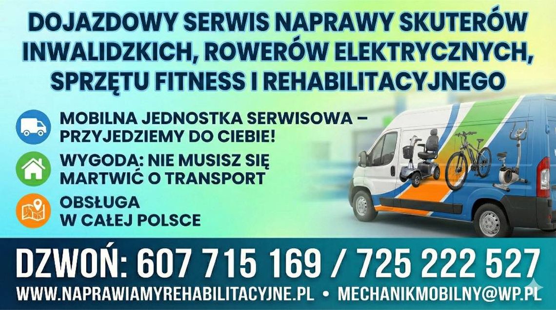 Mobilny serwis skuterów inwalidzkich, rowerów i sprzętu rehabilitacyjnego