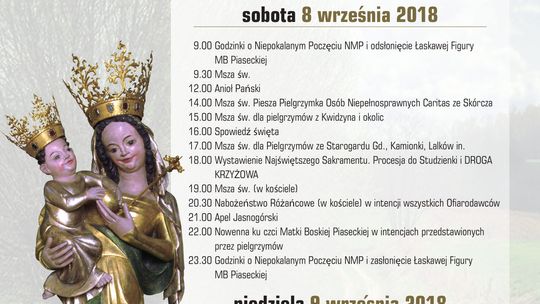 PROGRAM ODPUSTU NARODZENIA NMP W SANKTUARIUM MARYJNYM W PIASECZNIE 50. ROCZNICA KORONACJI FIGURY MB PIASECZNO 8-16.09.2018R.