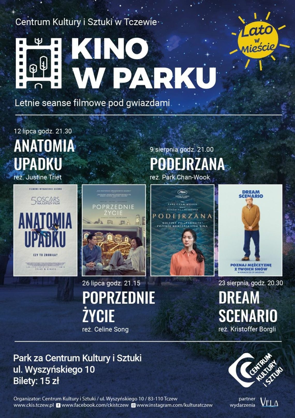 Letnie kino w parku Centrum Kultury i Sztuki w Tczewie. Na ekranie m.in. „Anatomia upadku” i „Podejrzana”