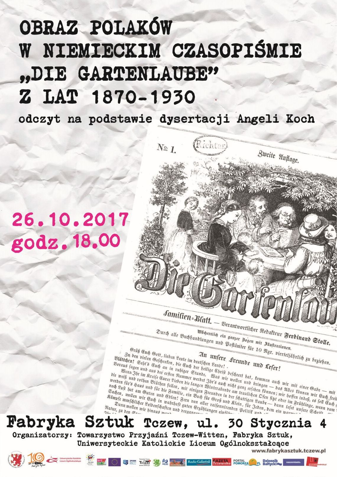 "Obraz Polaków w niemieckim czasopiśmie Die Gartenlaube z lat 1870-1930" - odczyt na podstawie dysertacji Angeli Koch.