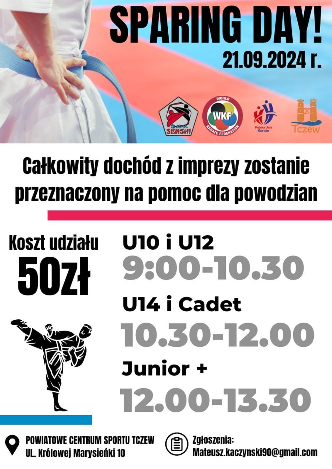 Polska Unia Karate - Polski Związek Sportowy zaprasza do udziału w charytatywnym bloku sparingowym dla powodzian