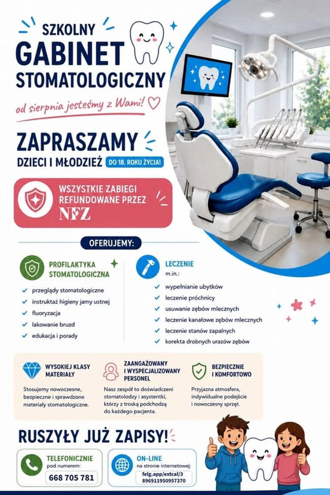 Refundowane zabiegi dentystyczne w Szkole Podstawowej nr 8 Refundowane zabiegi dentystyczne w Szkole Podstawowej nr 8